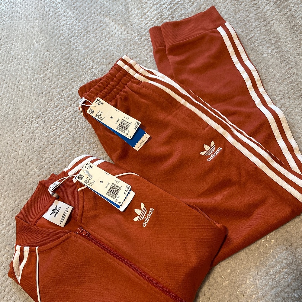 Orange Adidas jumpsuit set